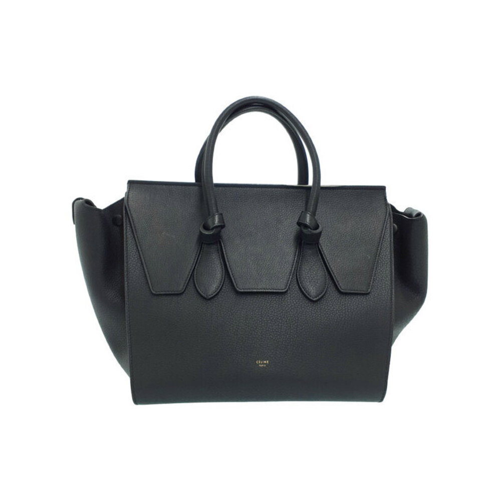 Celine Tie Knot Tote Bag grained calfskin leather Black